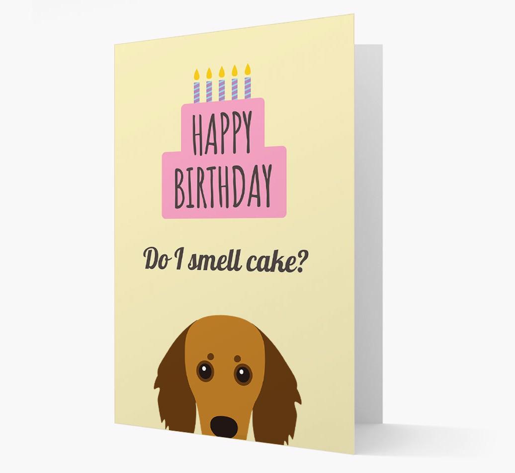 Card 'Do I smell cake?' with {breedCommonName} Icon