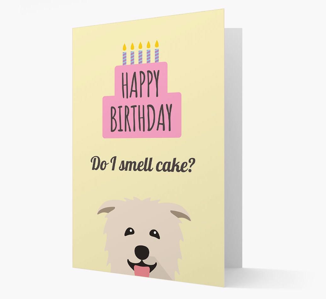 Card 'Do I smell cake?' with {breedCommonName} Icon