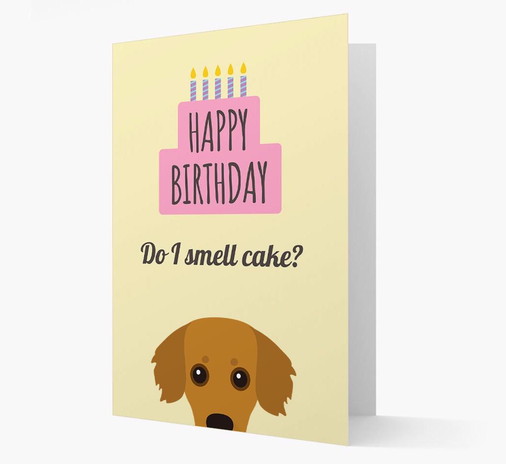 Card 'Do I smell cake?' with {breedCommonName} Icon