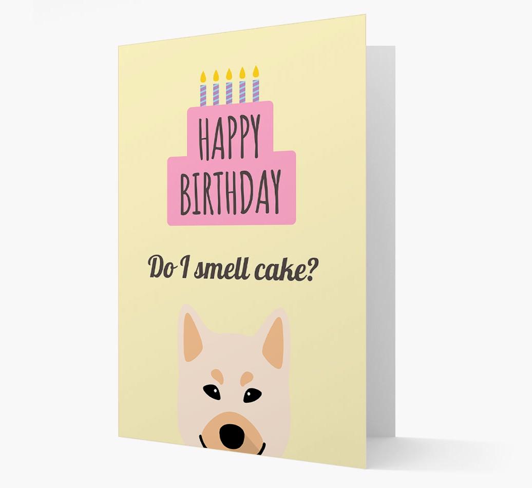 Card 'Do I smell cake?' with {breedCommonName} Icon