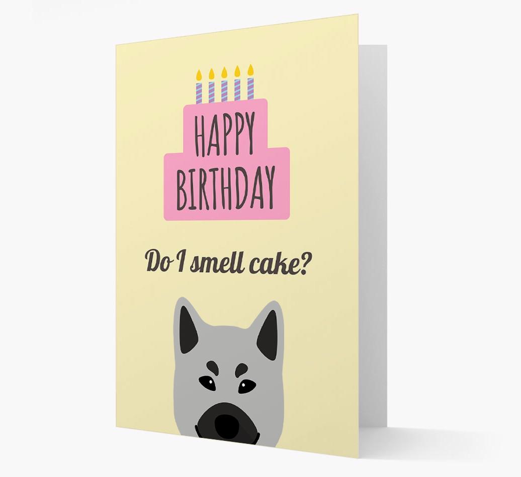 Card 'Do I smell cake?' with {breedCommonName} Icon