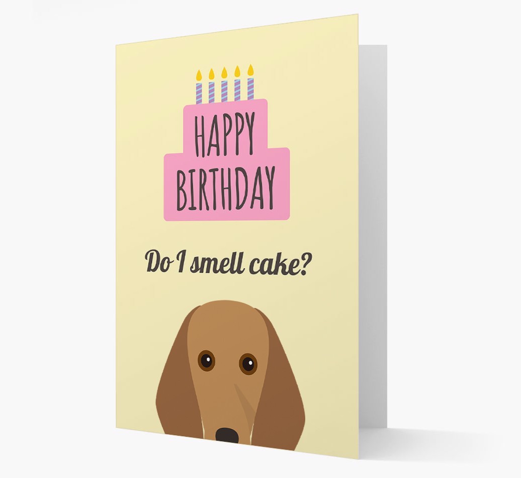 Card 'Do I smell cake?' with {breedCommonName} Icon