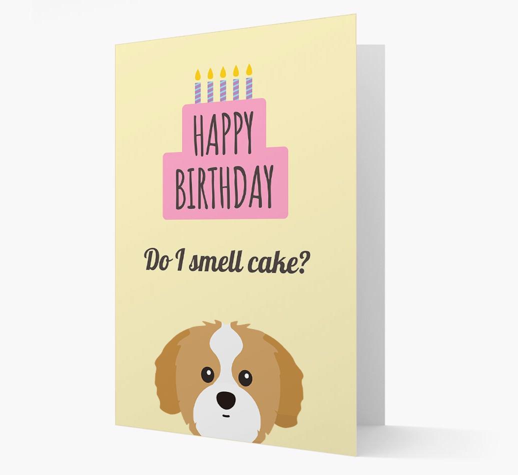 Card 'Do I smell cake?' with {breedCommonName} Icon