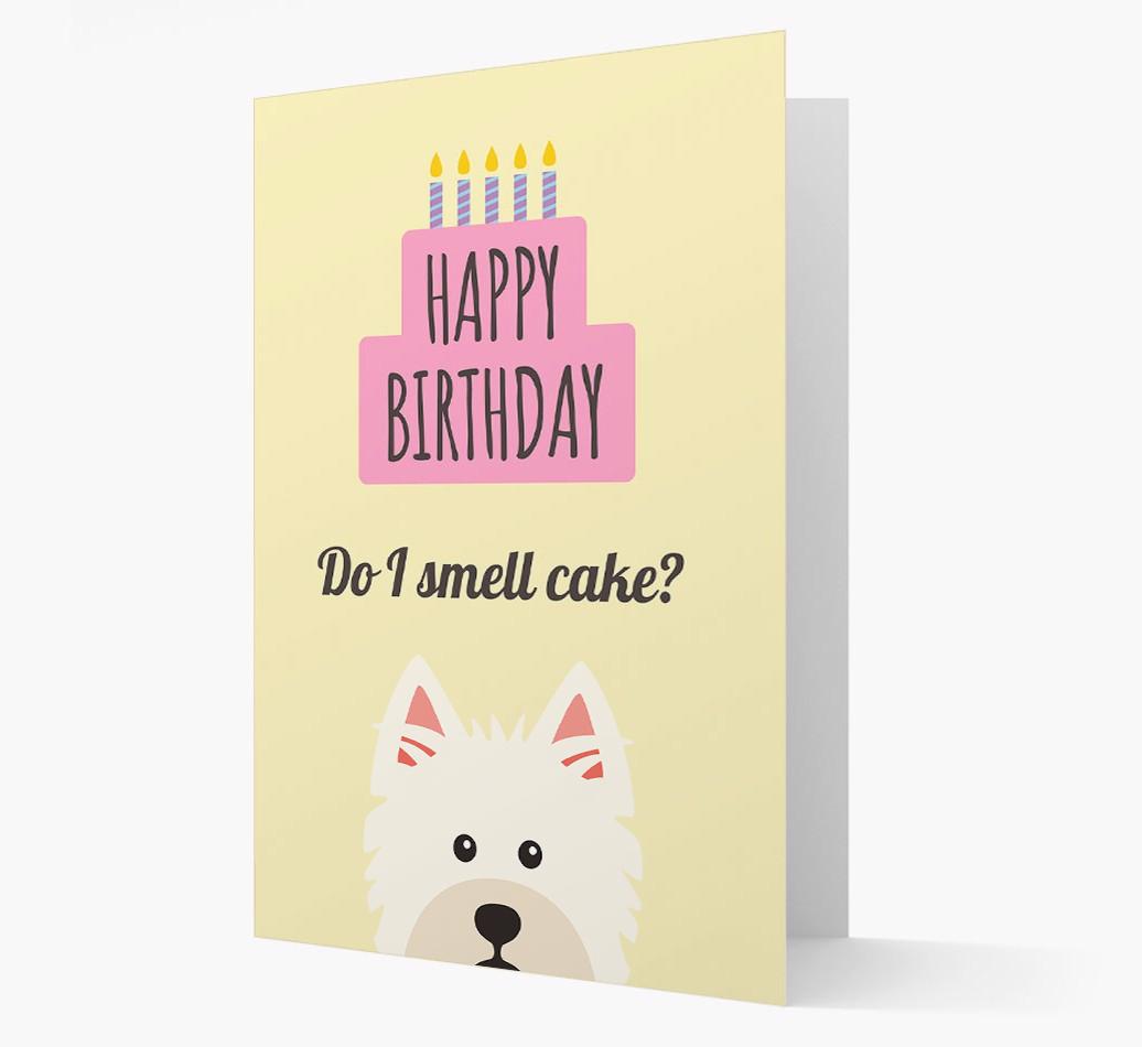 Card 'Do I smell cake?' with {breedCommonName} Icon