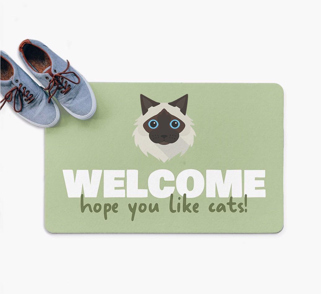 Welcome Hope You Like Cats!: Personalized {breedFullName} Door Mat
