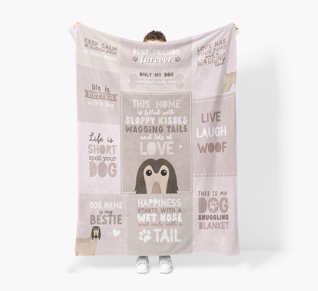 Patchwork Quotes: Personalised {breedFullName} Premium Sherpa Fleece Blanket