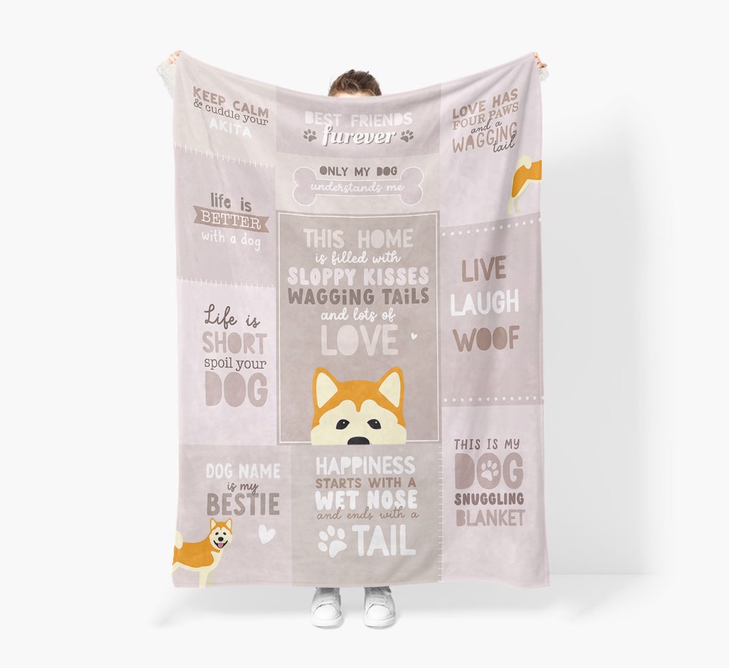 Patchwork Quotes: Personalised {breedFullName} Premium Sherpa Fleece Blanket