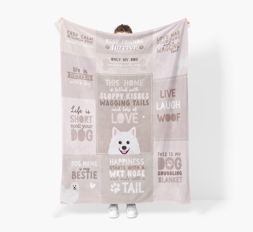 Patchwork Quotes: Personalised {breedFullName} Premium Sherpa Fleece Blanket