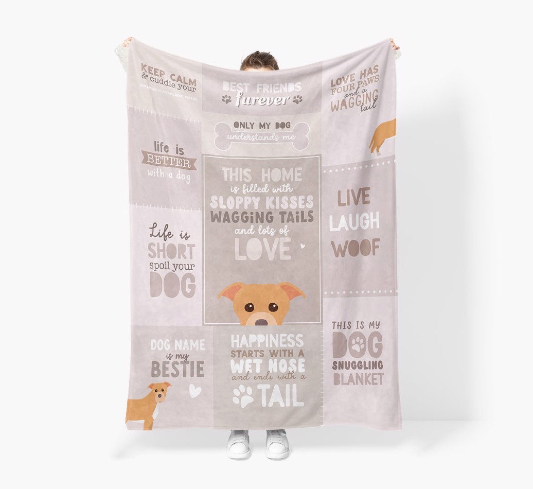 Patchwork Quotes: Personalised {breedFullName} Premium Sherpa Fleece Blanket