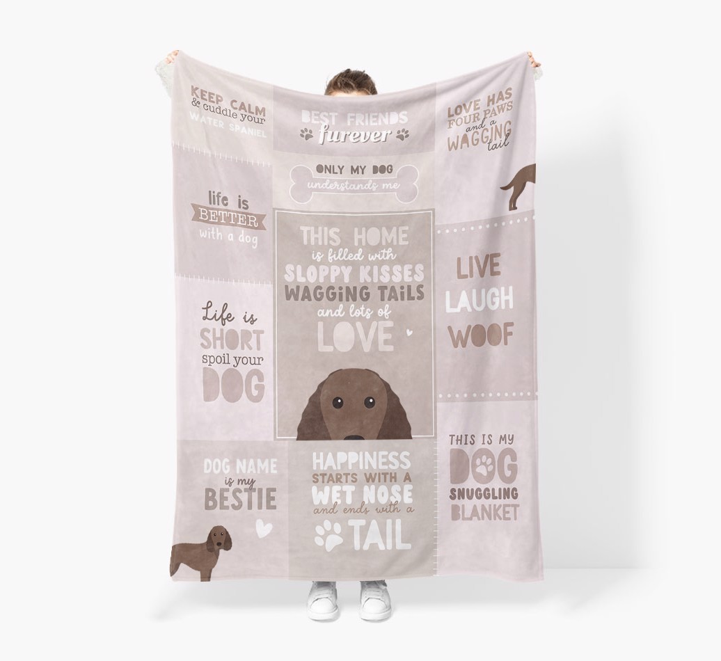 Patchwork Quotes: Personalised {breedFullName} Premium Sherpa Fleece Blanket