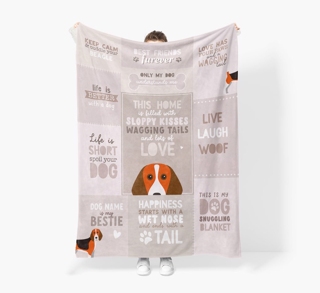 Patchwork Quotes: Personalised {breedFullName} Premium Sherpa Fleece Blanket
