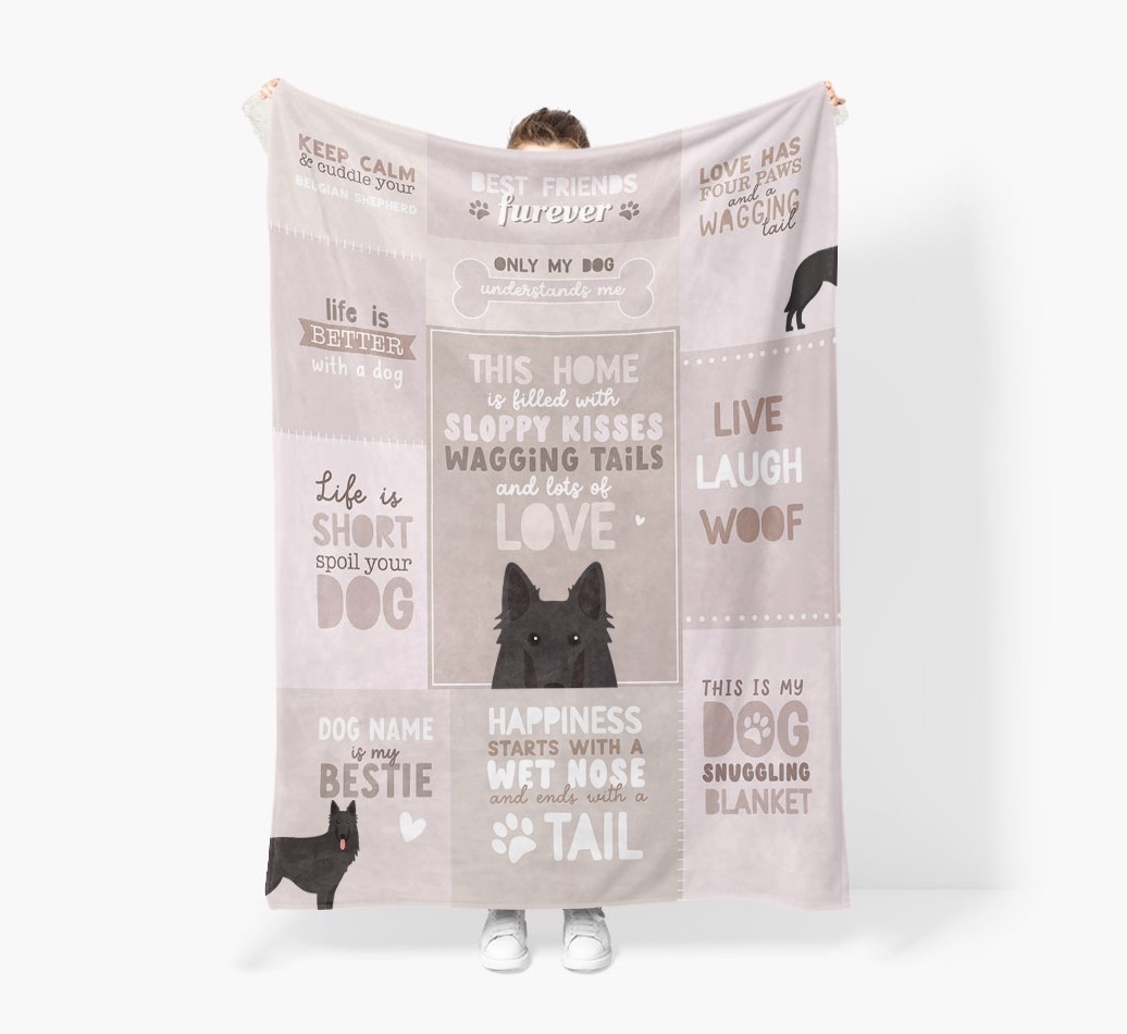 Patchwork Quotes: Personalised {breedFullName} Premium Sherpa Fleece Blanket