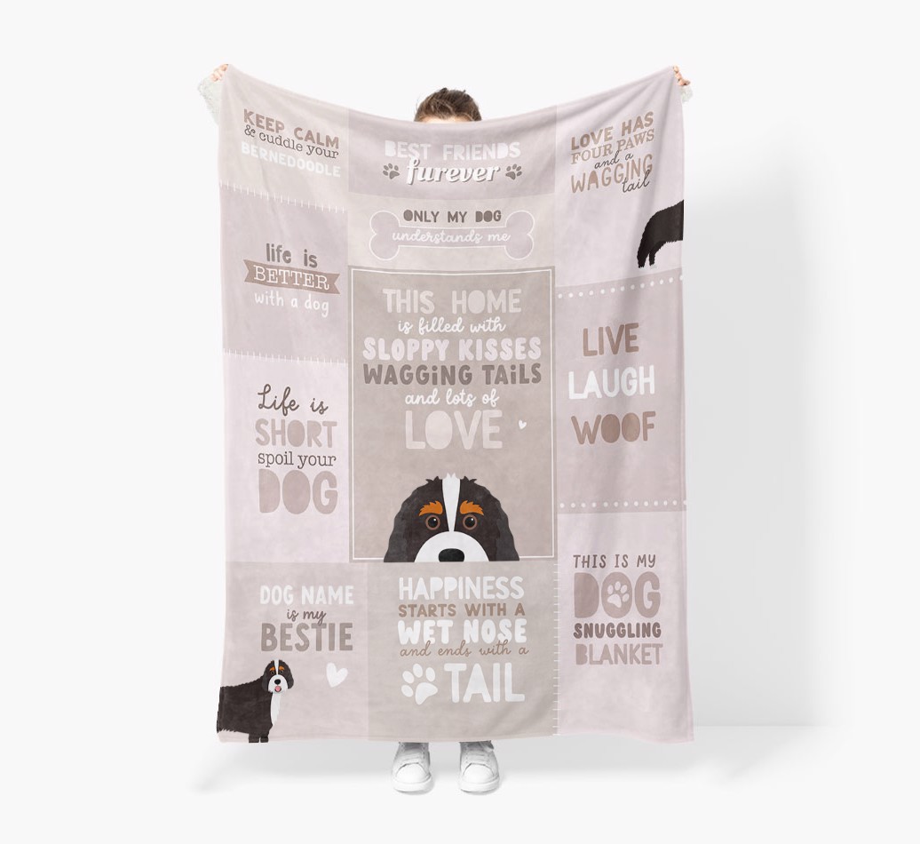 Patchwork Quotes: Personalised {breedFullName} Premium Sherpa Fleece Blanket