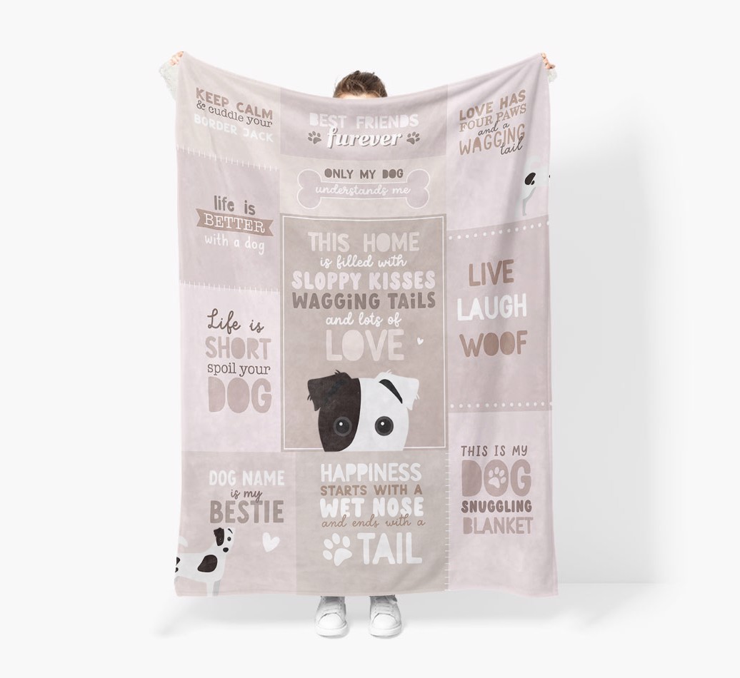 Patchwork Quotes: Personalised {breedFullName} Premium Sherpa Fleece Blanket