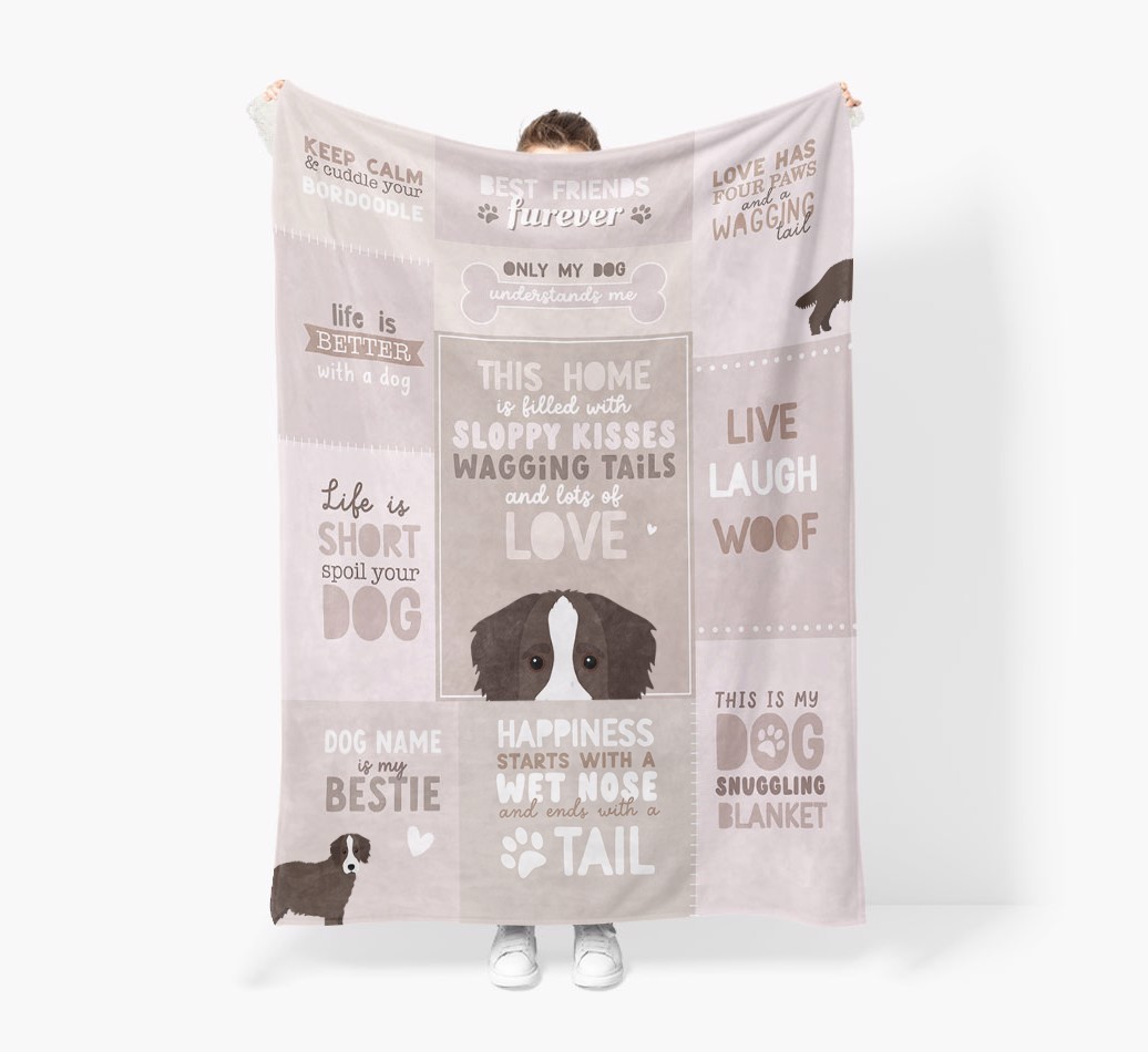 Patchwork Quotes: Personalised {breedFullName} Premium Sherpa Fleece Blanket