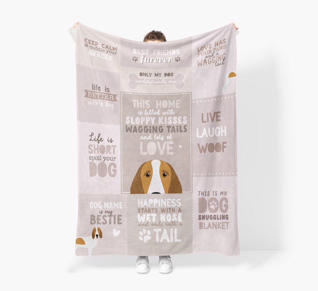 Patchwork Quotes: Personalised {breedFullName} Premium Sherpa Fleece Blanket