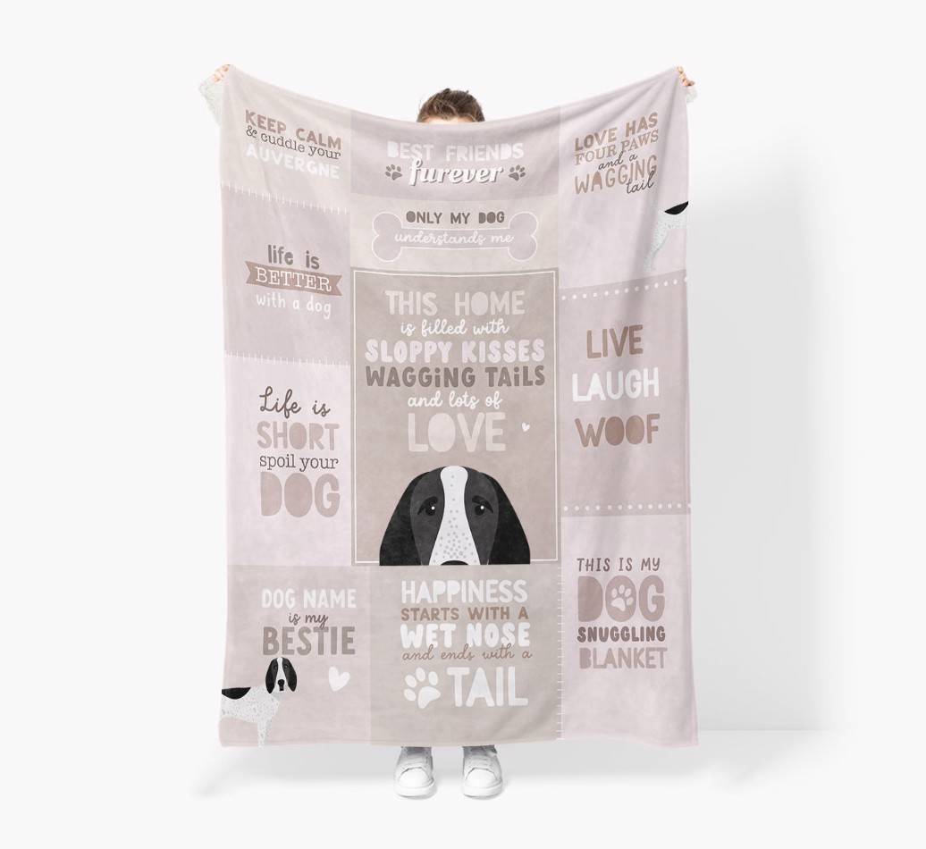 Patchwork Quotes: Personalised {breedFullName} Premium Sherpa Fleece Blanket
