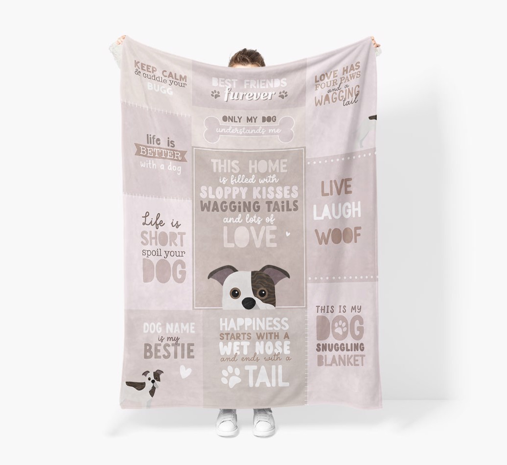 Patchwork Quotes: Personalised {breedFullName} Premium Sherpa Fleece Blanket