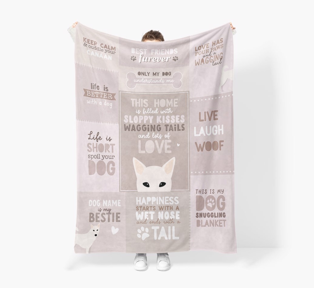 Patchwork Quotes: Personalised {breedFullName} Premium Sherpa Fleece Blanket