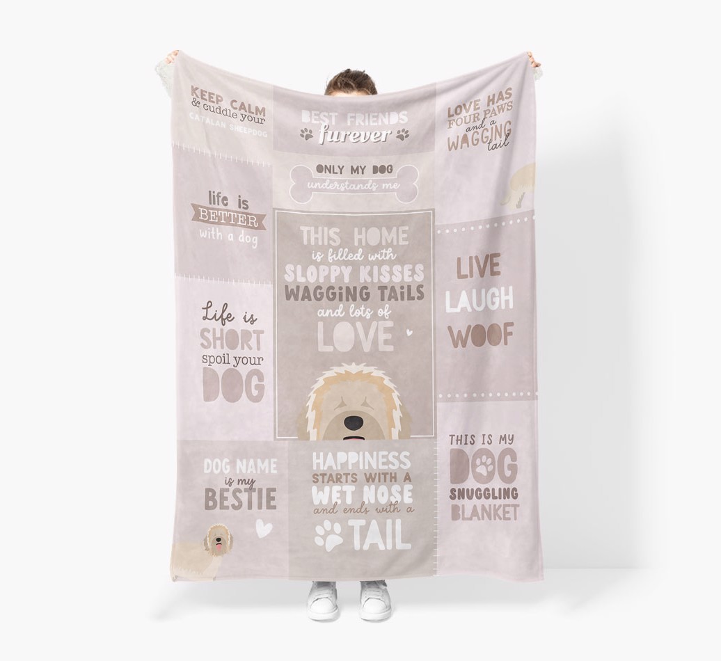 Patchwork Quotes: Personalised {breedFullName} Premium Sherpa Fleece Blanket