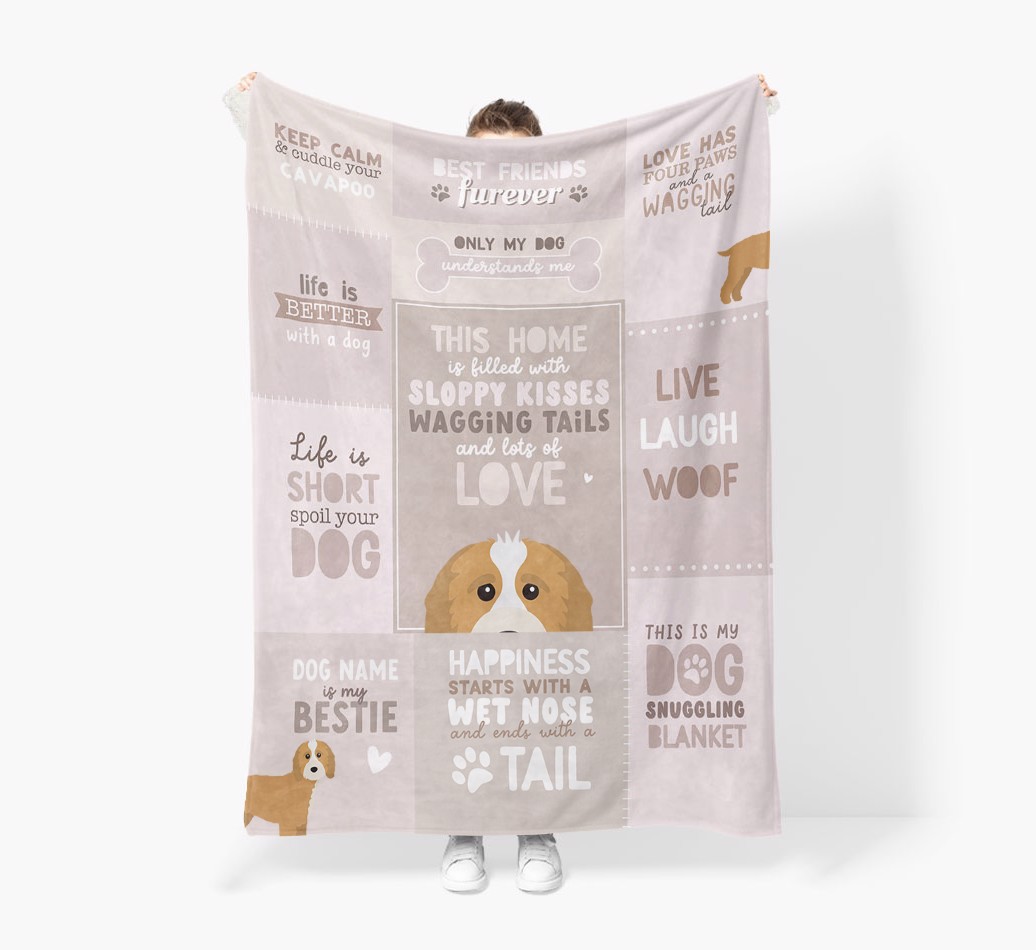 Patchwork Quotes: Personalised {breedFullName} Premium Sherpa Fleece Blanket