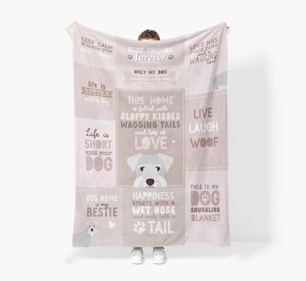 Patchwork Quotes: Personalised {breedFullName} Premium Sherpa Fleece Blanket