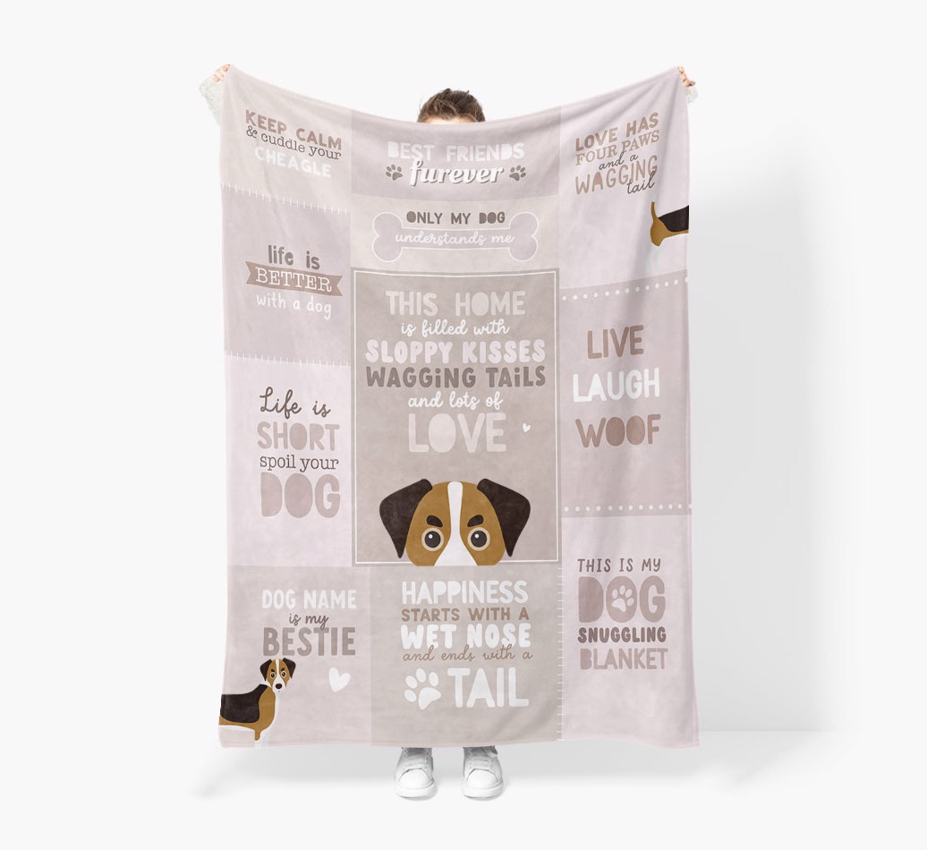 Patchwork Quotes: Personalised {breedFullName} Premium Sherpa Fleece Blanket