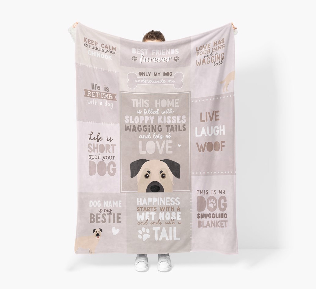 Patchwork Quotes: Personalised {breedFullName} Premium Sherpa Fleece Blanket