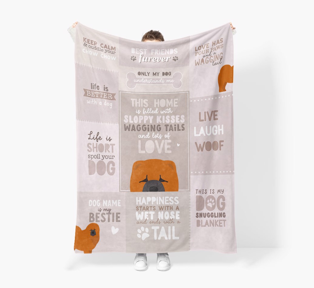 Patchwork Quotes: Personalised {breedFullName} Premium Sherpa Fleece Blanket