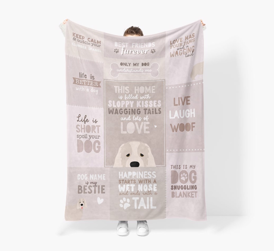 Patchwork Quotes: Personalised {breedFullName} Premium Sherpa Fleece Blanket