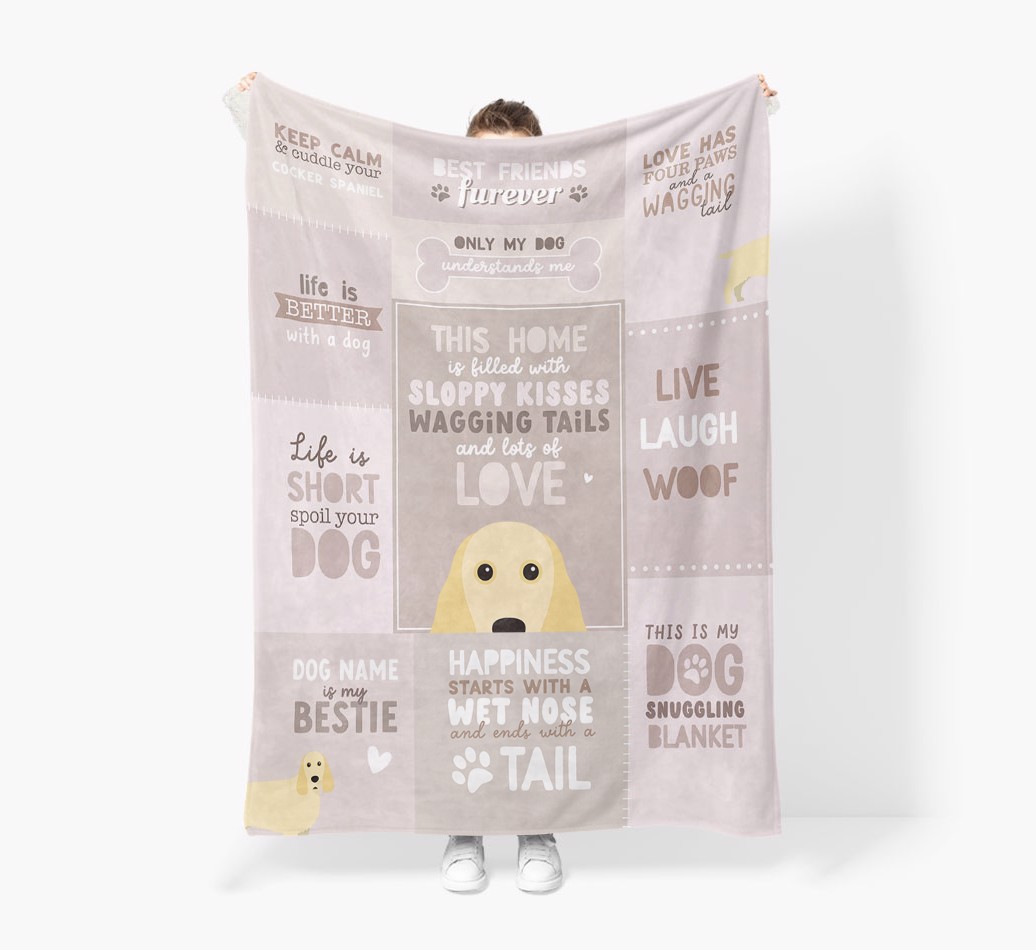 Patchwork Quotes: Personalized {breedFullName} Premium Sherpa Fleece Blanket