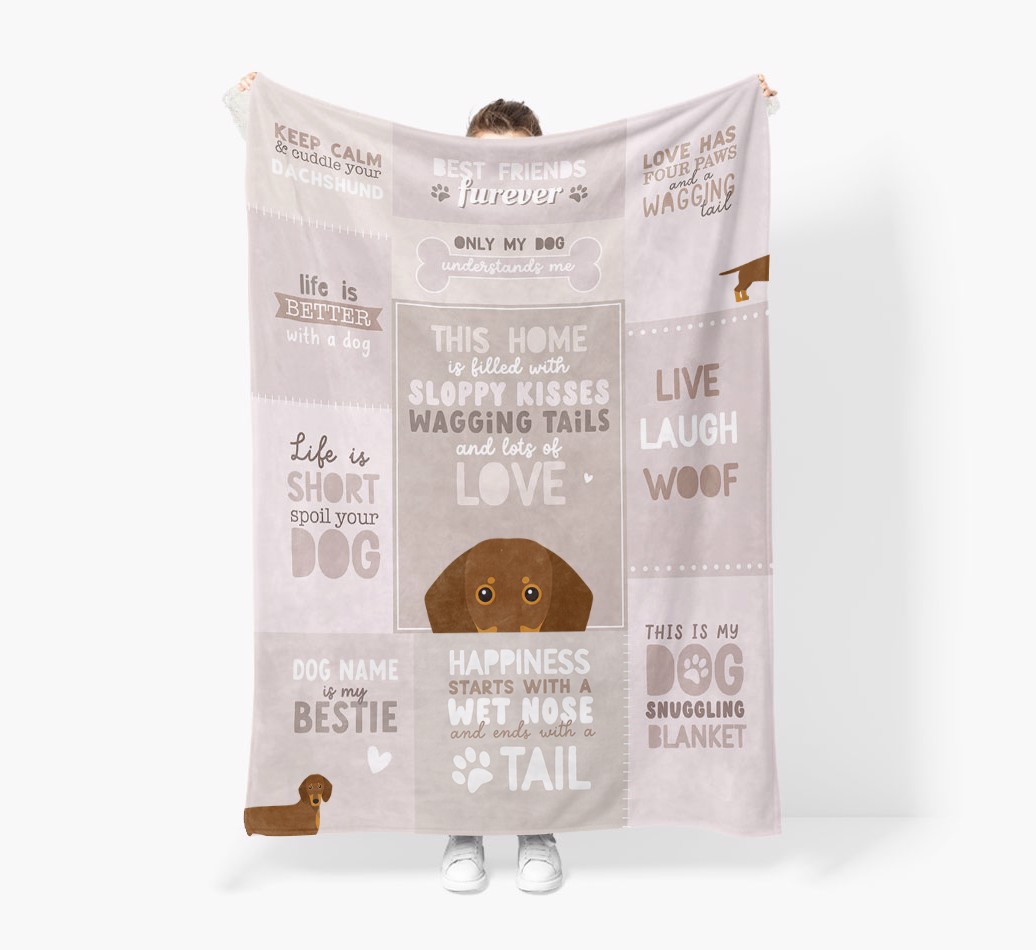 Patchwork Quotes: Personalised {breedFullName} Premium Sherpa Fleece Blanket