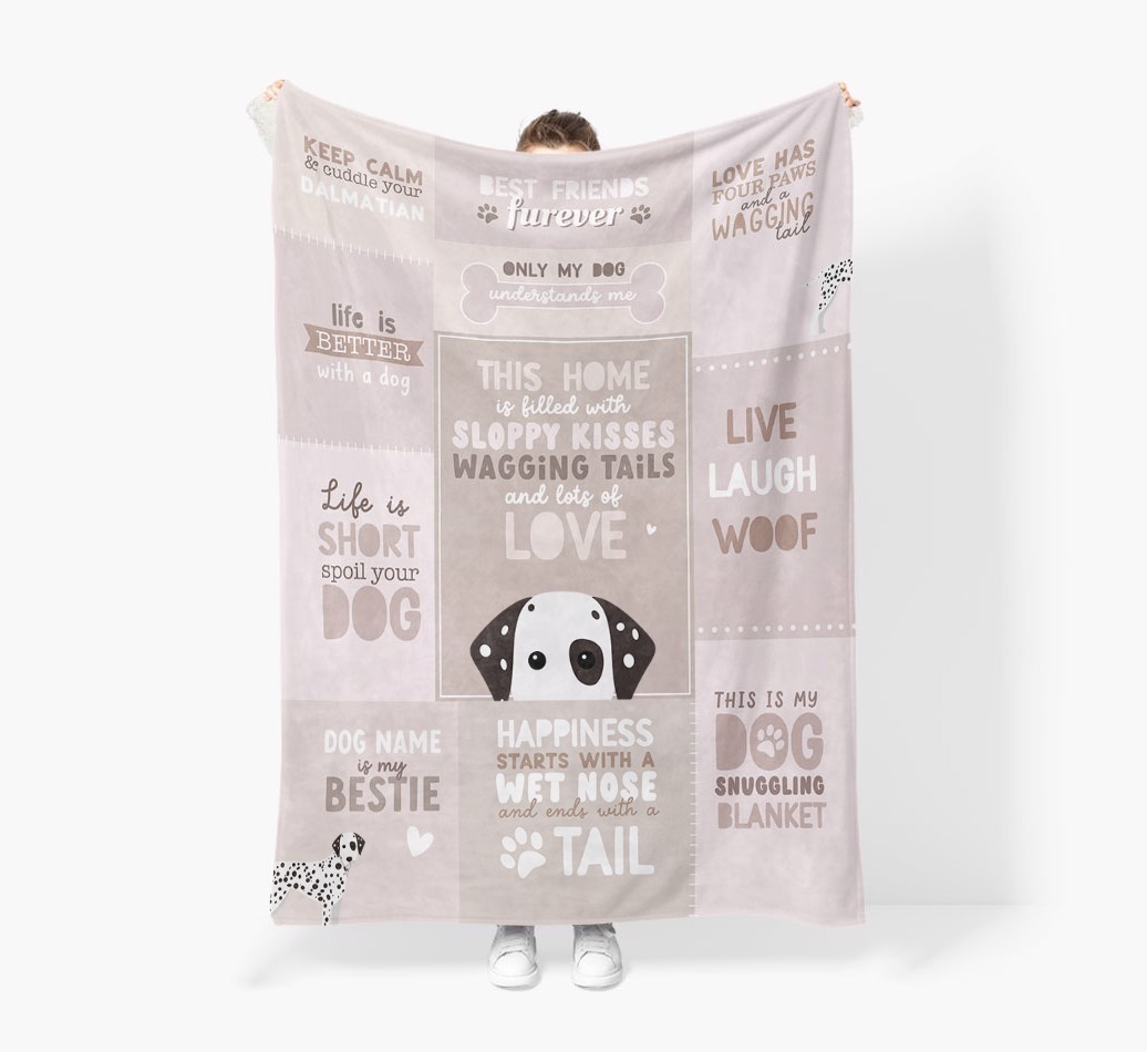 Patchwork Quotes: Personalized {breedFullName} Premium Sherpa Fleece Blanket