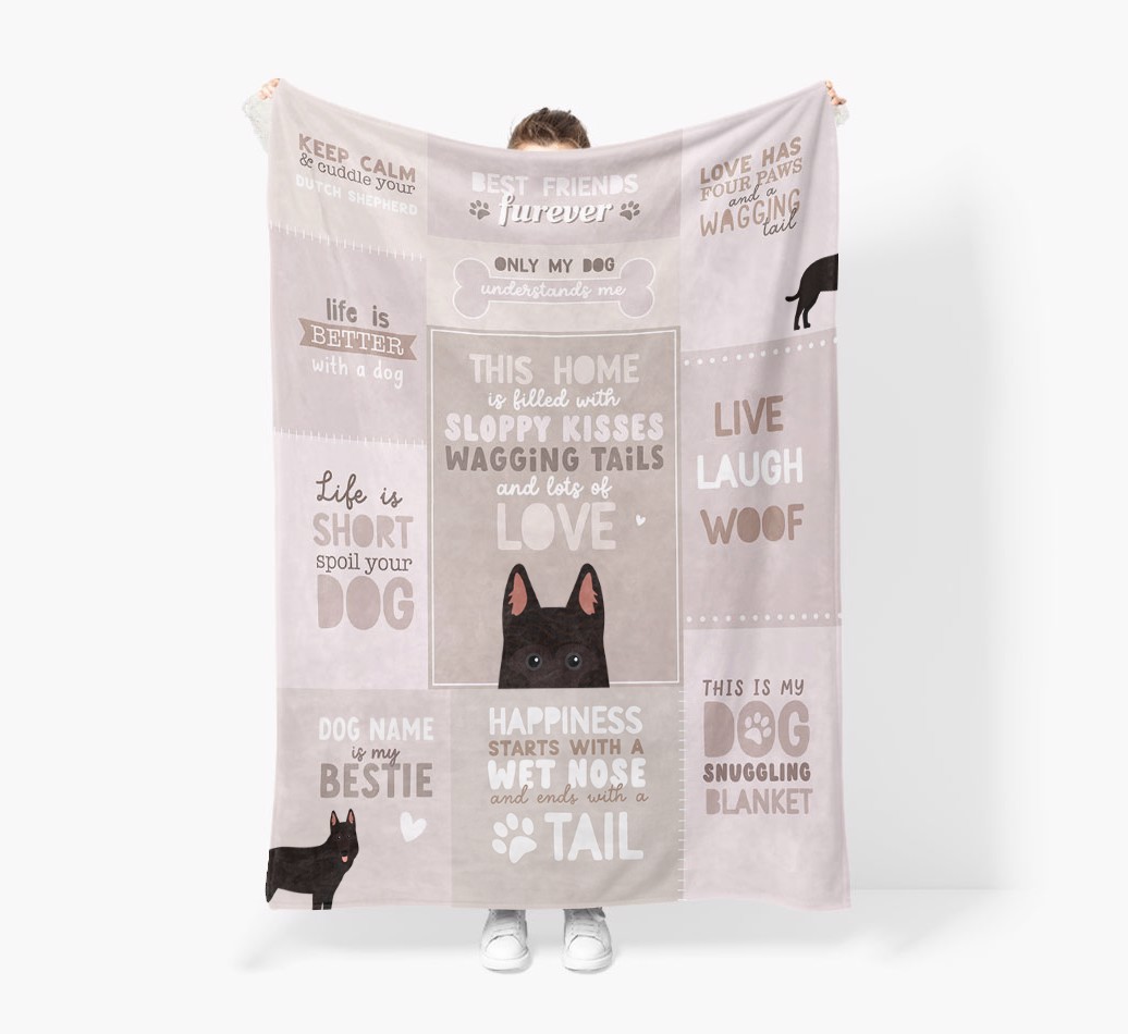 Patchwork Quotes: Personalised {breedFullName} Premium Sherpa Fleece Blanket