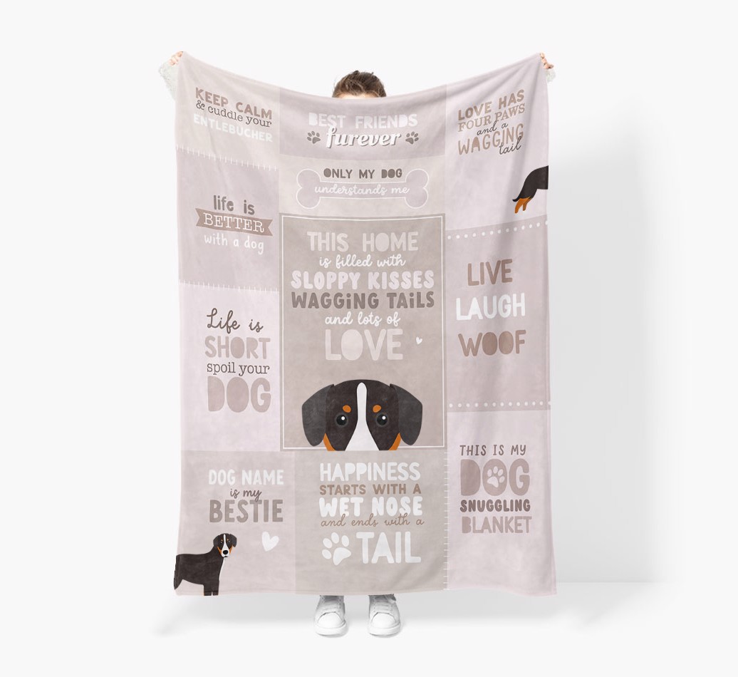 Patchwork Quotes: Personalised {breedFullName} Premium Sherpa Fleece Blanket