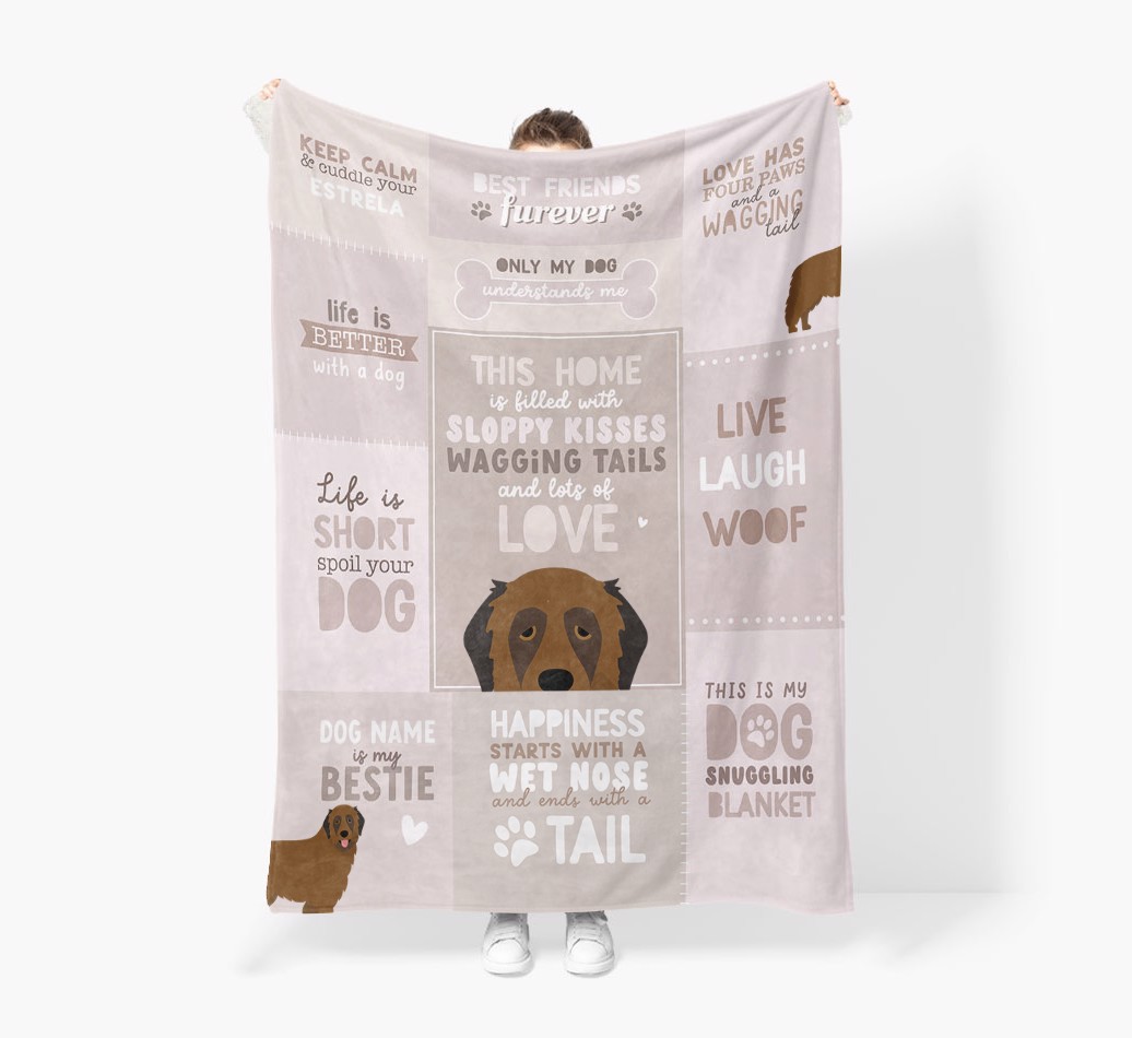 Patchwork Quotes: Personalised {breedFullName} Premium Sherpa Fleece Blanket