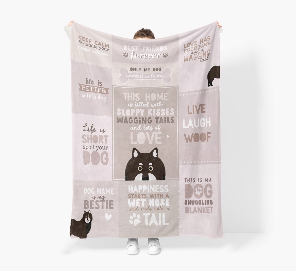 Patchwork Quotes: Personalised {breedFullName} Premium Sherpa Fleece Blanket