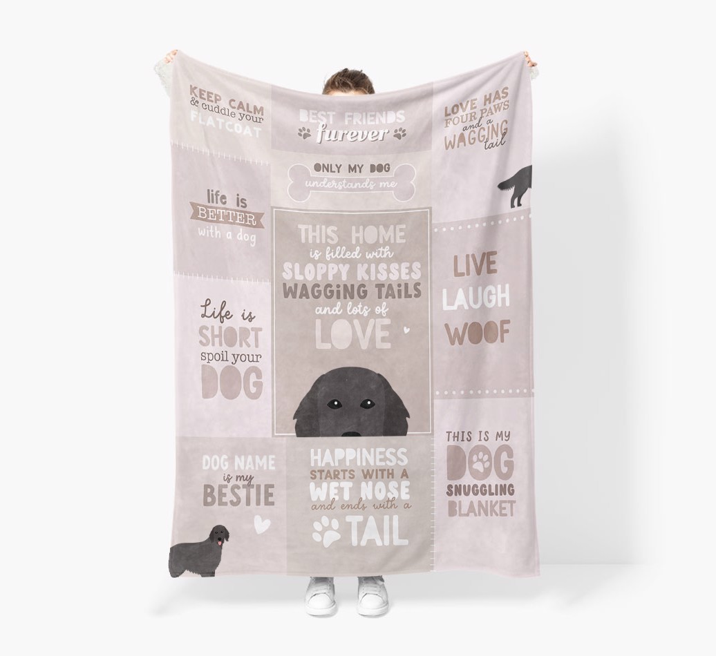 Patchwork Quotes: Personalised {breedFullName} Premium Sherpa Fleece Blanket