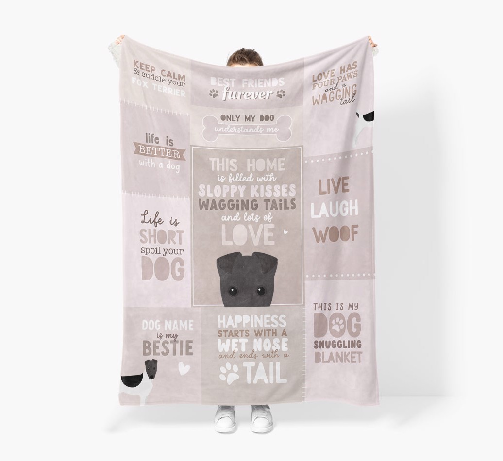 Patchwork Quotes: Personalised {breedFullName} Premium Sherpa Fleece Blanket