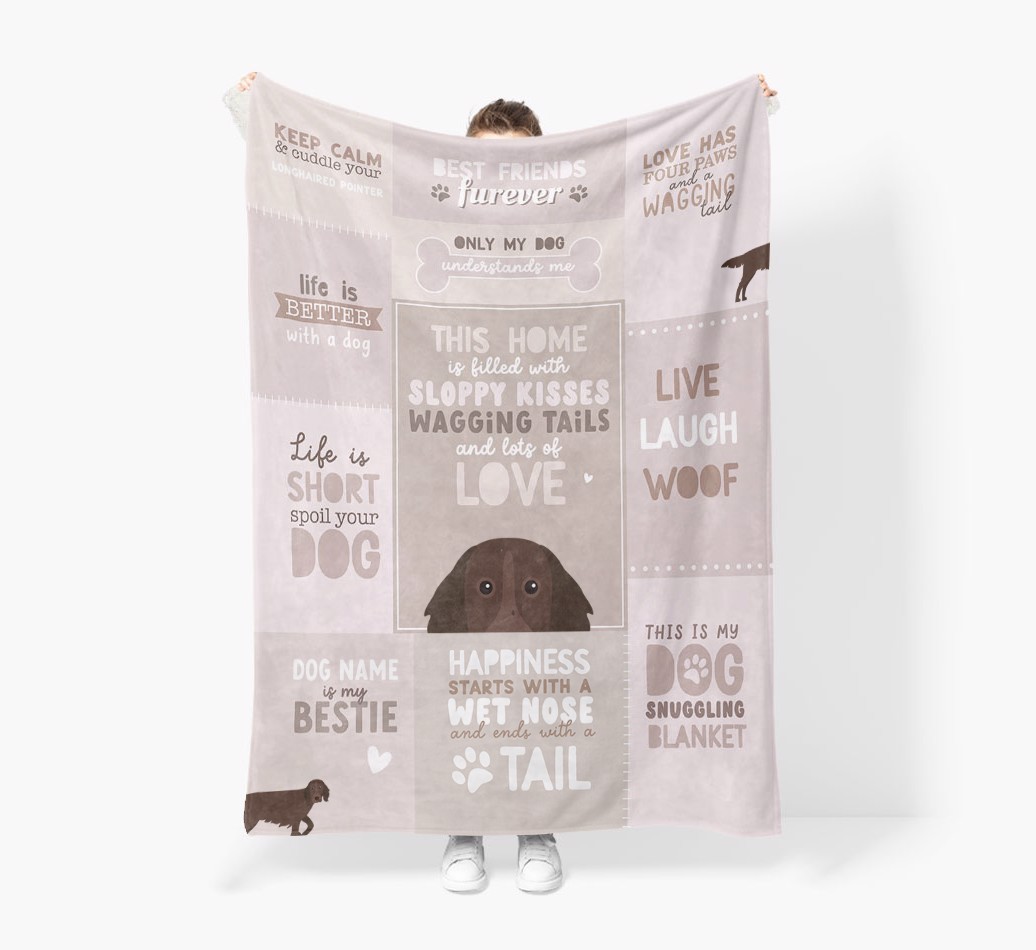 Patchwork Quotes: Personalised {breedFullName} Premium Sherpa Fleece Blanket