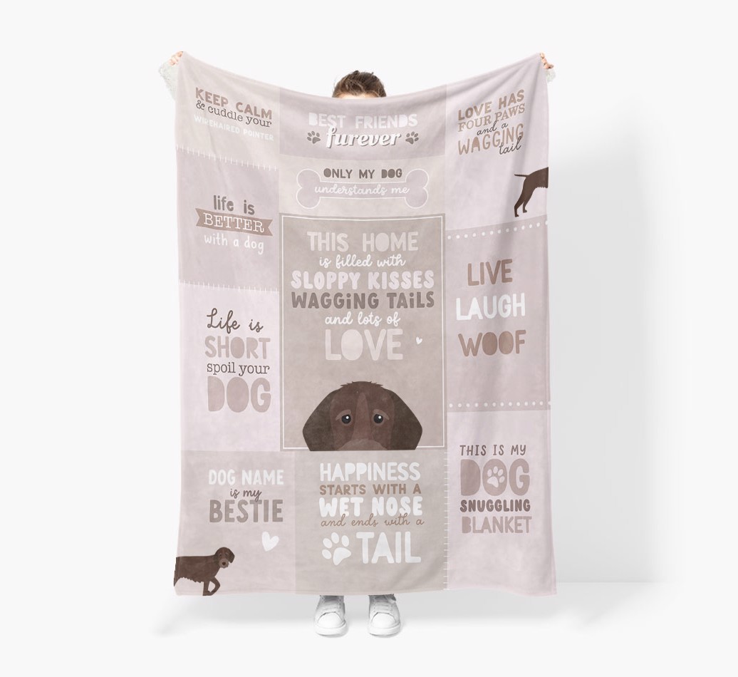 Patchwork Quotes: Personalised {breedFullName} Premium Sherpa Fleece Blanket