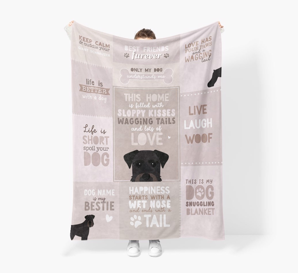 Patchwork Quotes: Personalised {breedFullName} Premium Sherpa Fleece Blanket