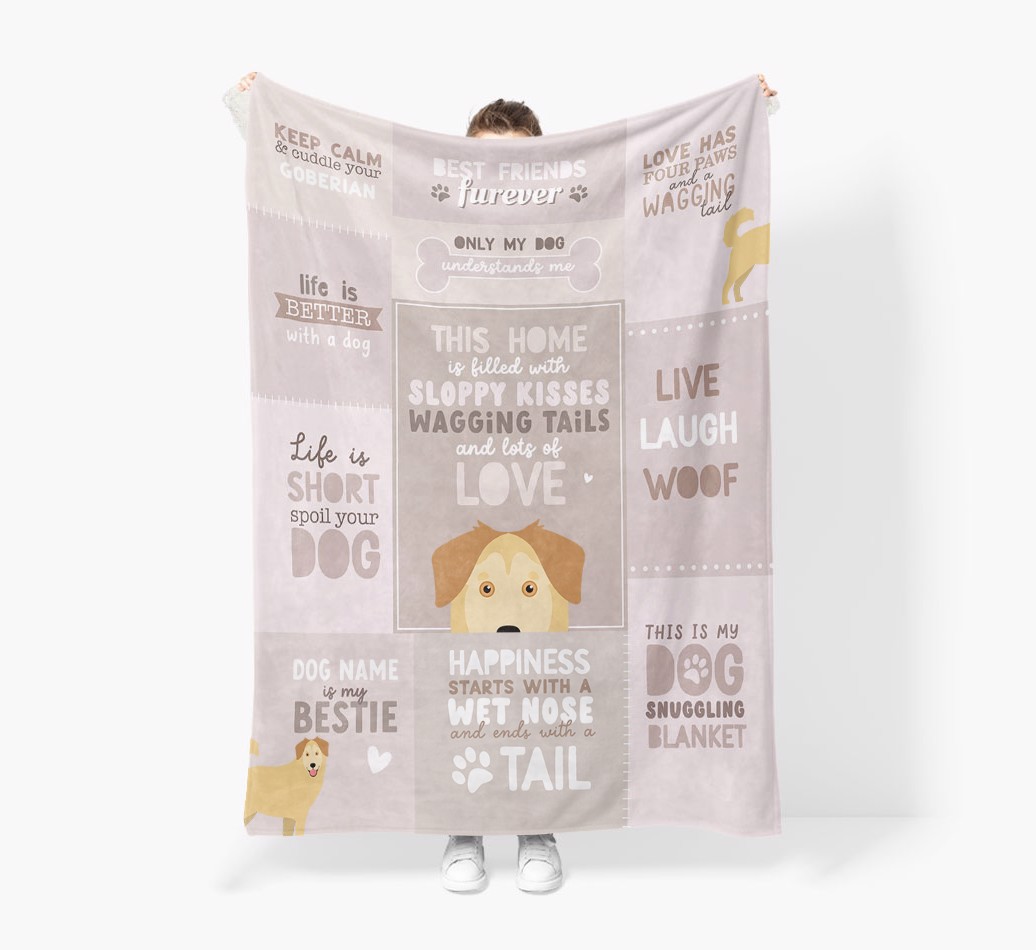 Patchwork Quotes: Personalised {breedFullName} Premium Sherpa Fleece Blanket