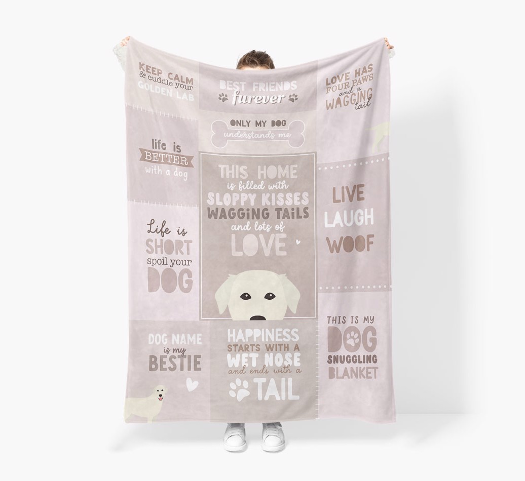 Patchwork Quotes: Personalized {breedFullName} Premium Sherpa Fleece Blanket