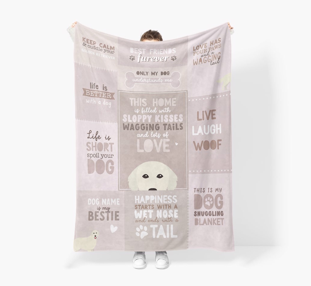 Patchwork Quotes: Personalized {breedFullName} Premium Sherpa Fleece Blanket