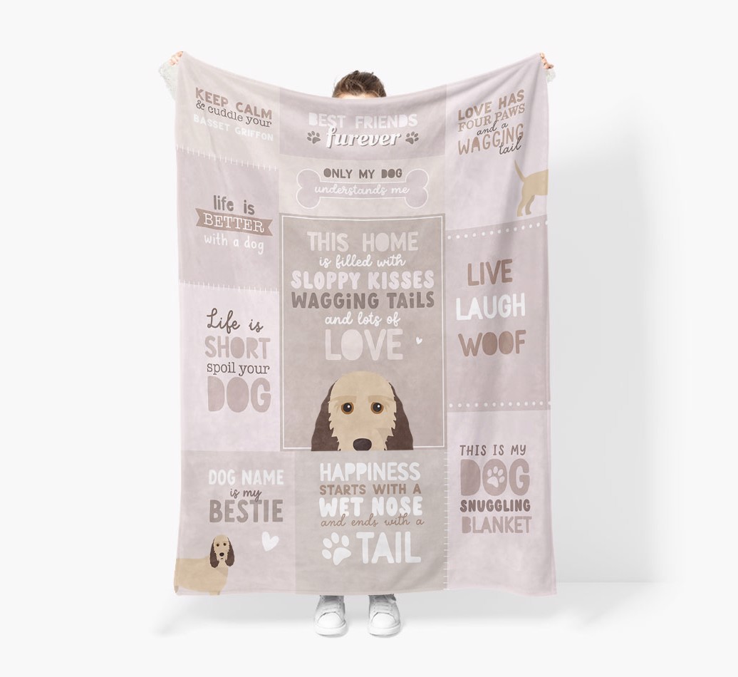 Patchwork Quotes: Personalised {breedFullName} Premium Sherpa Fleece Blanket