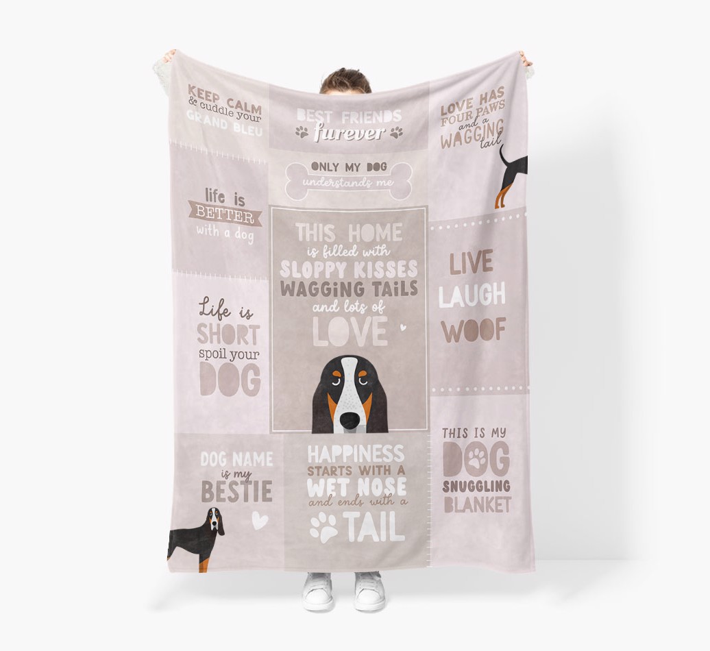 Patchwork Quotes: Personalised {breedFullName} Premium Sherpa Fleece Blanket