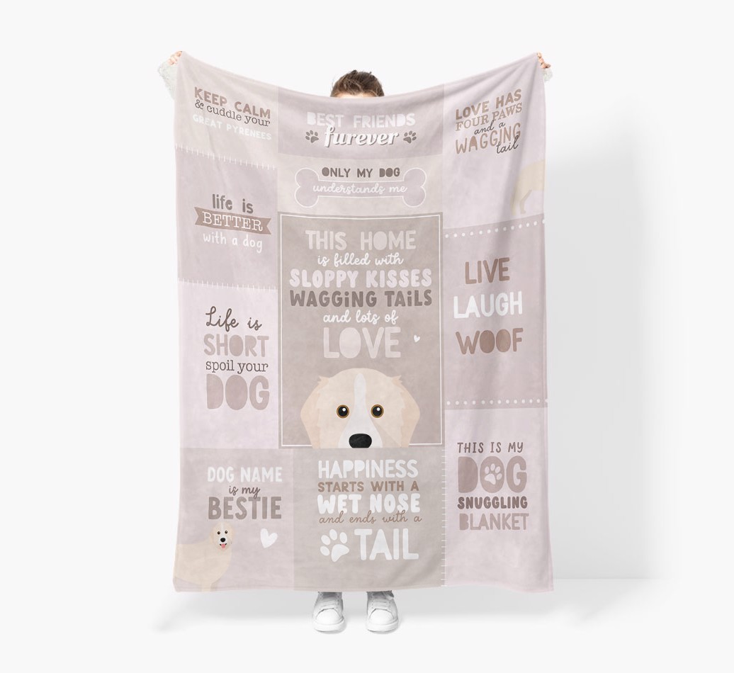 Patchwork Quotes: Personalised {breedFullName} Premium Sherpa Fleece Blanket