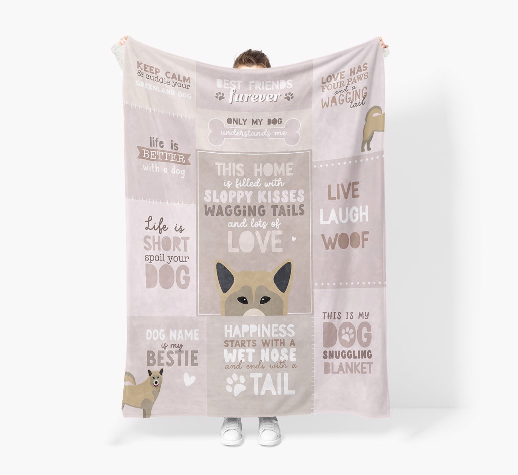 Patchwork Quotes: Personalised {breedFullName} Premium Sherpa Fleece Blanket