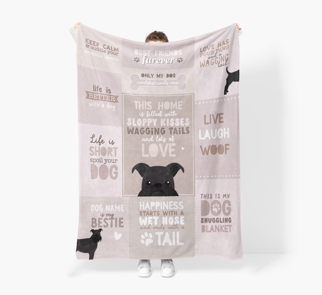 Patchwork Quotes: Personalised {breedFullName} Premium Sherpa Fleece Blanket